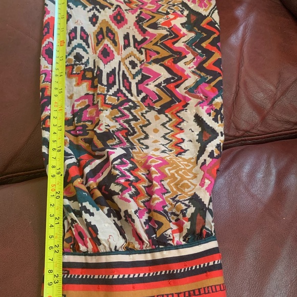 ZARA Boho Tunic Dress L Ikat Tribal Print Long Sleeve Button Cuff - Picture 13 of 15